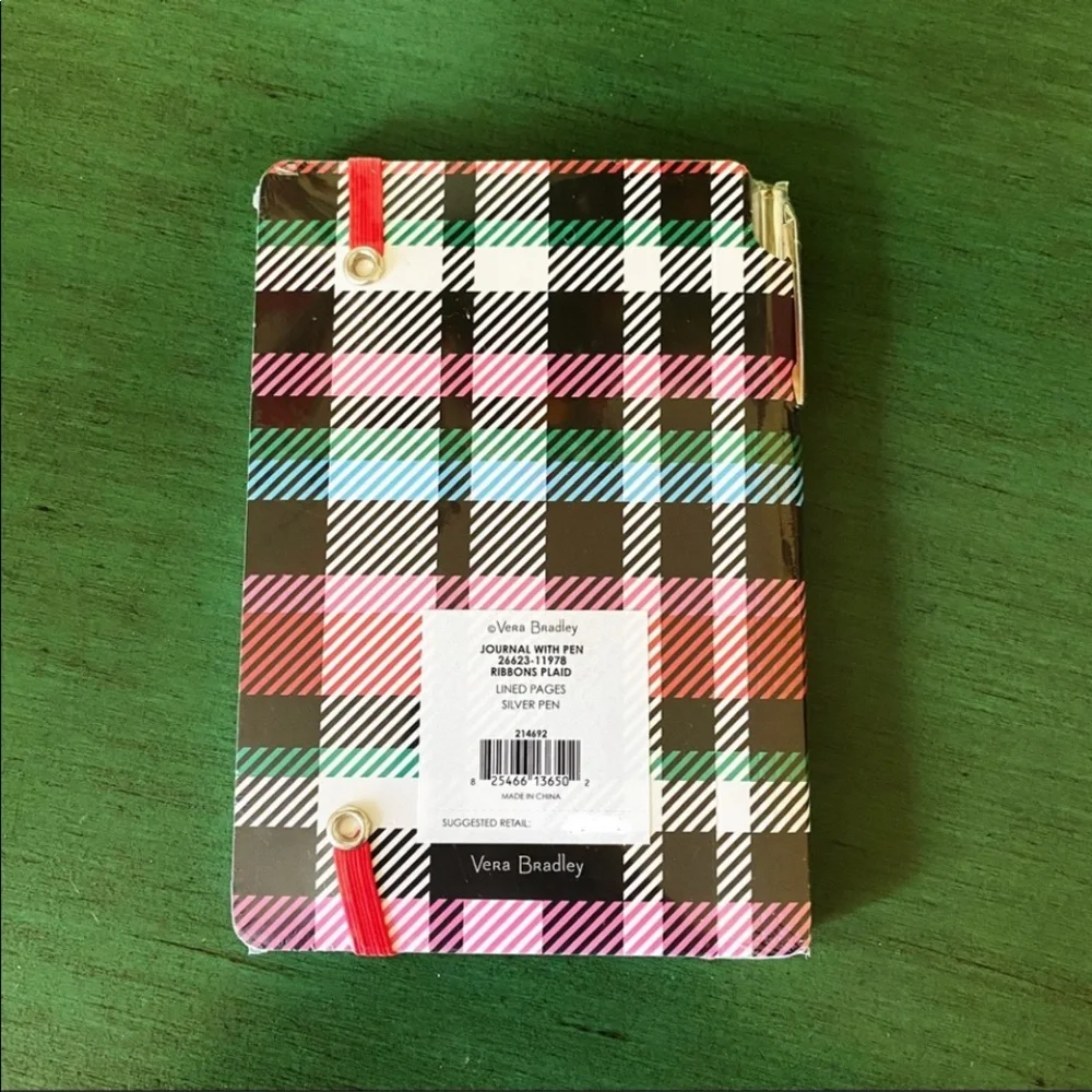 VERA BRADLEY Ribbons Plaid 3‑Pc Gift Set – Travel Mug, Journal & Pen – NWT